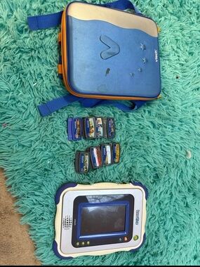 VTech Blue Kids Learning Tablet with Carry Case and Game Cartridges